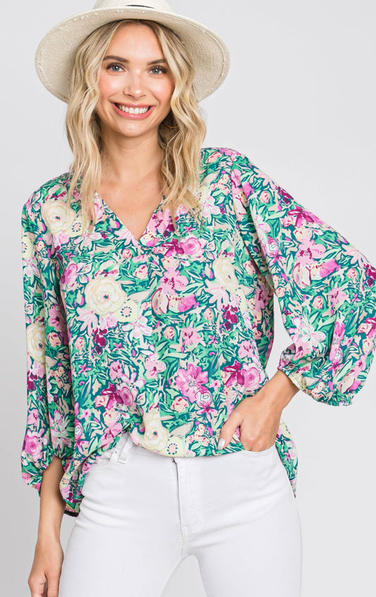 JADE FLORAL V-NECK